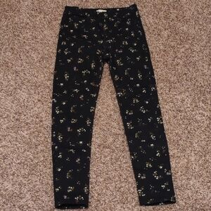 H&M women's black dainty floral high rise skinny jeans